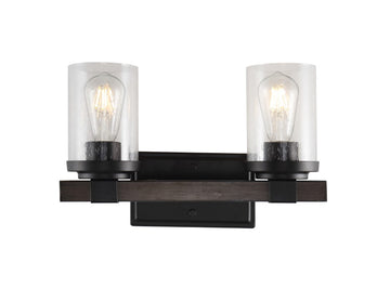 Bungalow Iron/Seeded Glass Rustic Farmhouse LED Vanity Light - JONATHAN Y